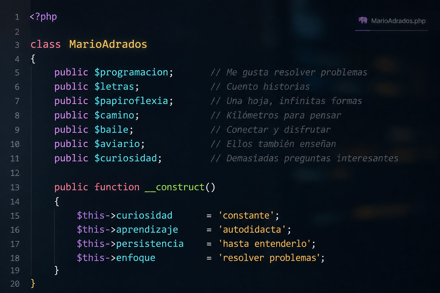 Captura de una pantalla con código de programación